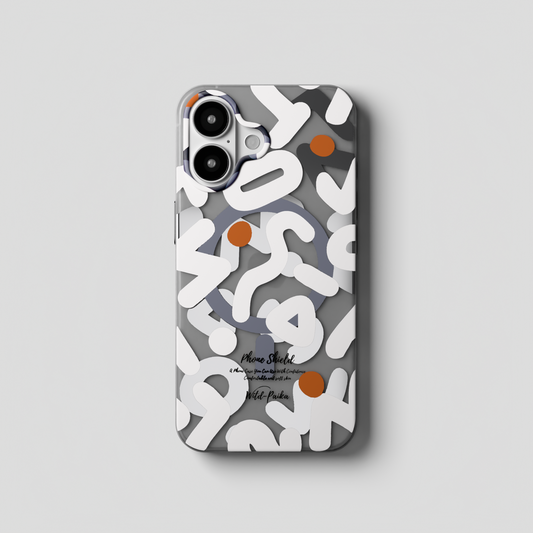 NeoWave – White Double-layer Print Frosted MagSafe Phone Cover for iPhone 16