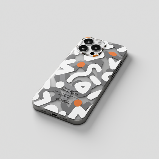 NeoWave – White Unique Double-layer Print Frosted MagSafe Phone Cover for iPhone 16 pro