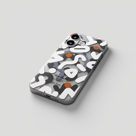 NeoWave – White Double-layer Print Frosted MagSafe Phone Cover for iPhone 16