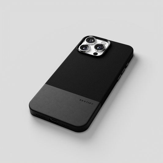 ForgeCraft – Black Vintage Leather Grip Case for iPhone 16 pro max