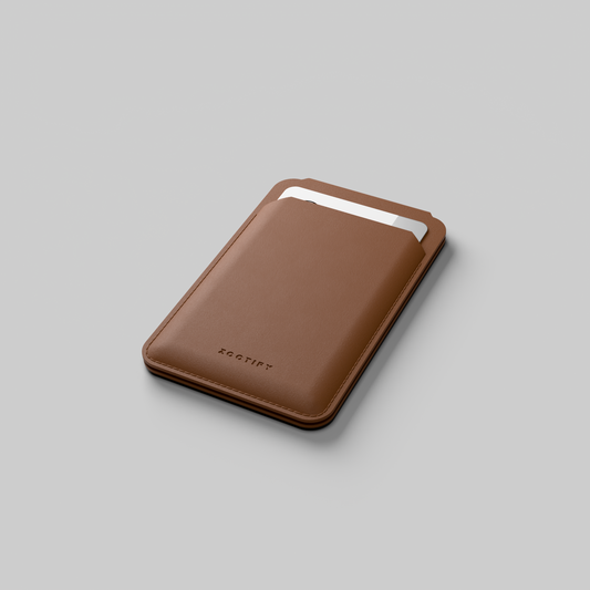 MagSafe Wallet – Brown Premium Leatherite Slim Card Holder with Stand