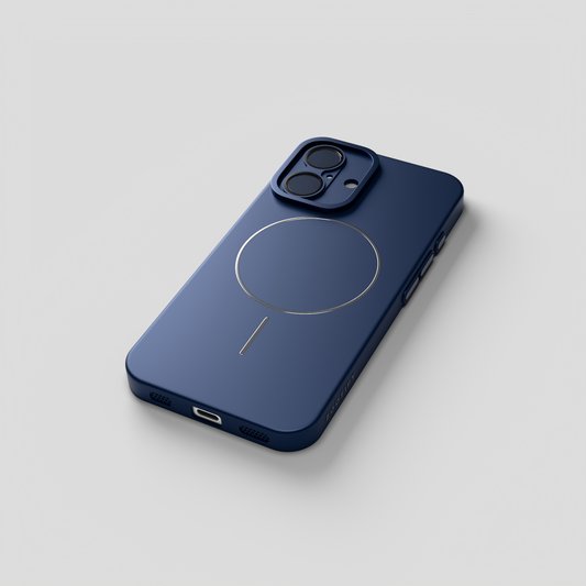 CamSafe – Blue Minimal phone case with Kickstand & LensGuard for iPhone 16
