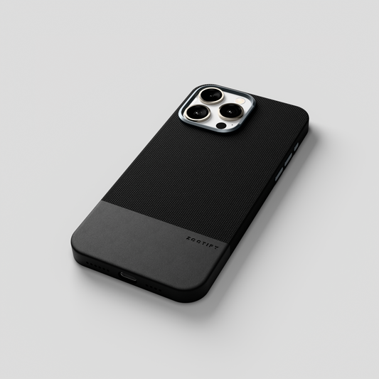 ForgeCraft – Black Vintage Leather Grip Case for iPhone 15 pro max