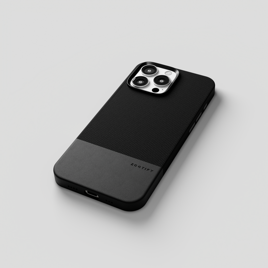 ForgeCraft – Black Vintage Leather Grip Case for iPhone 16 pro