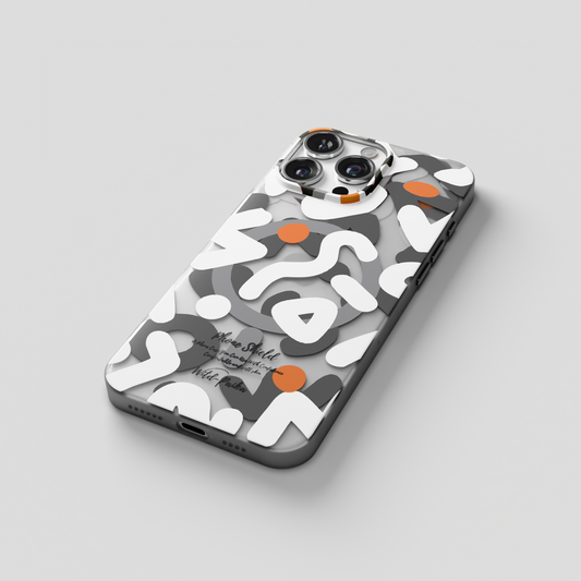 NeoWave – White Unique Double-layer Print Frosted MagSafe Phone Cover for iPhone 16 pro max