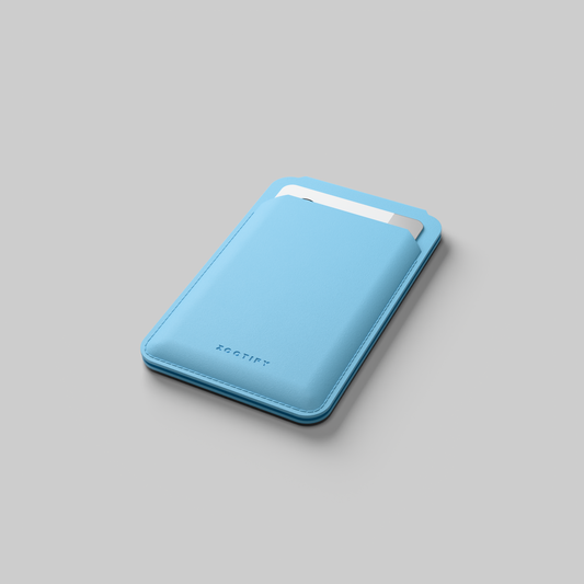 MagSafe Wallet – Sky Blue Premium Leatherite Slim Card Holder with Stand