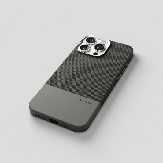 ForgeCraft – Titanium Grey Vintage Leather Grip Case for iPhone 16 pro max