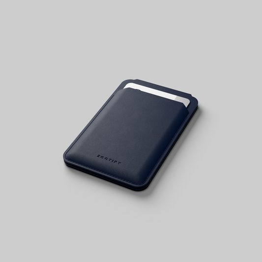 MagSafe Wallet – Navy Blue Premium Leatherite Slim Card Holder with Stand