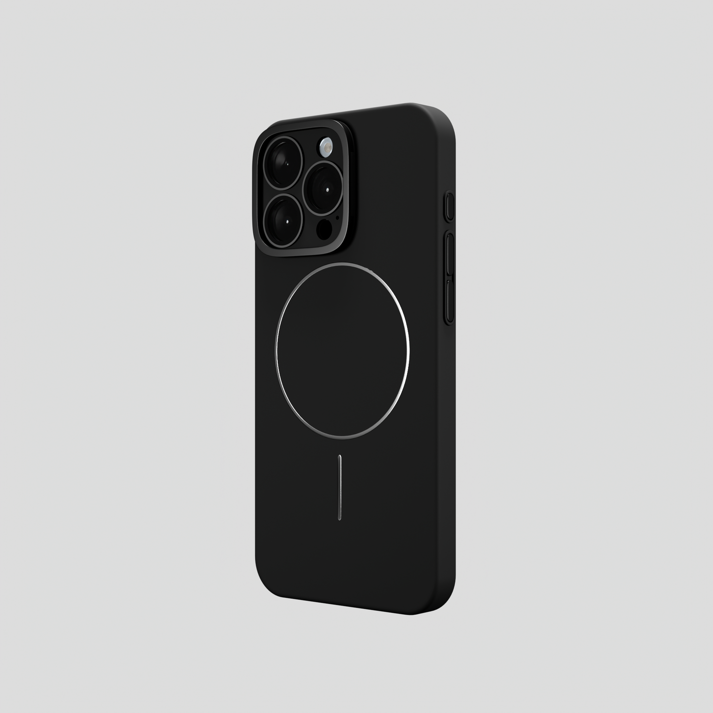 CamSafe – Black Minimal phone case with Kickstand & LensGuard for iPhone 15 pro