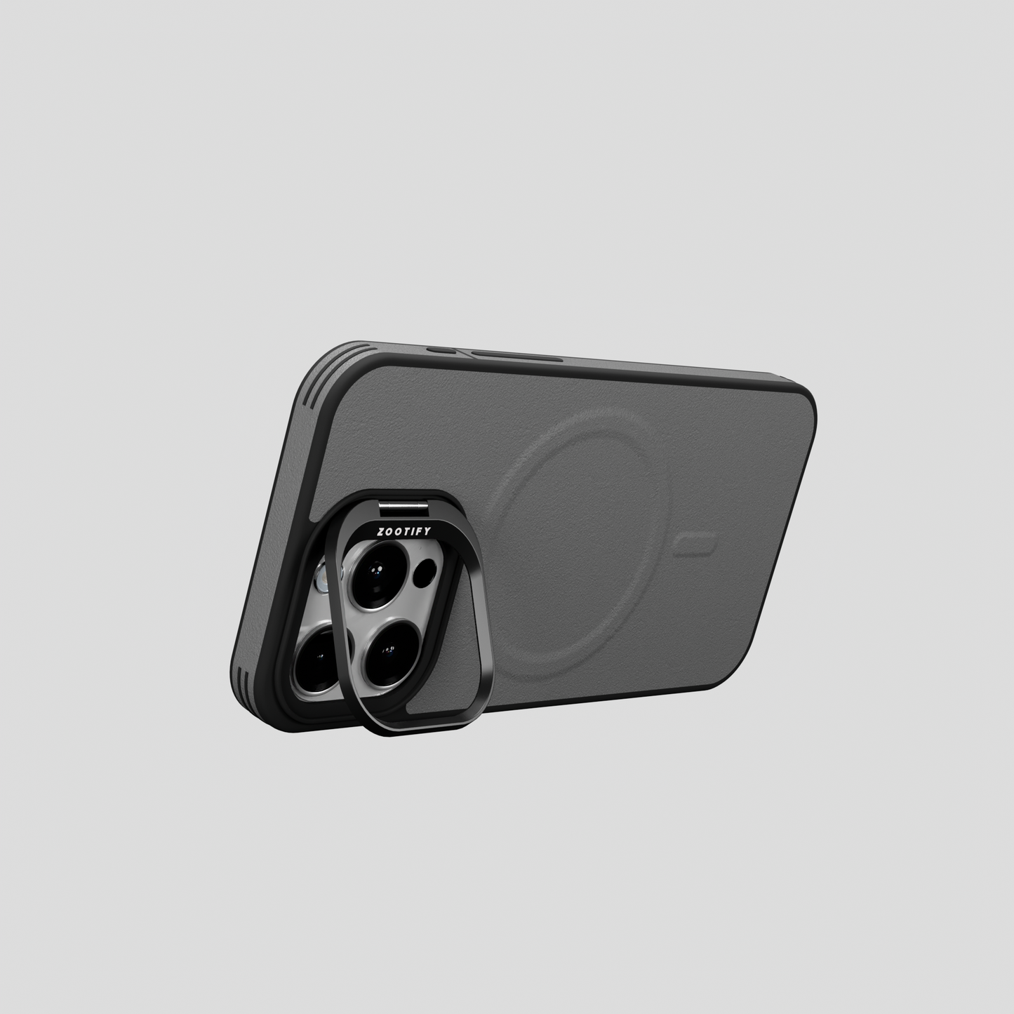 PrimoEdge – Grey Luxe Leather design Magsafe case for iPhone 15 pro