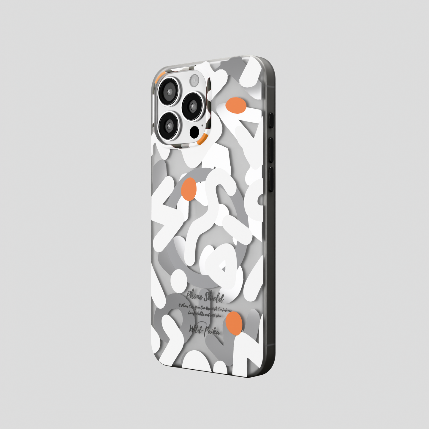 NeoWave – White Unique Double-layer Print Frosted MagSafe Phone Cover for iPhone 16 pro