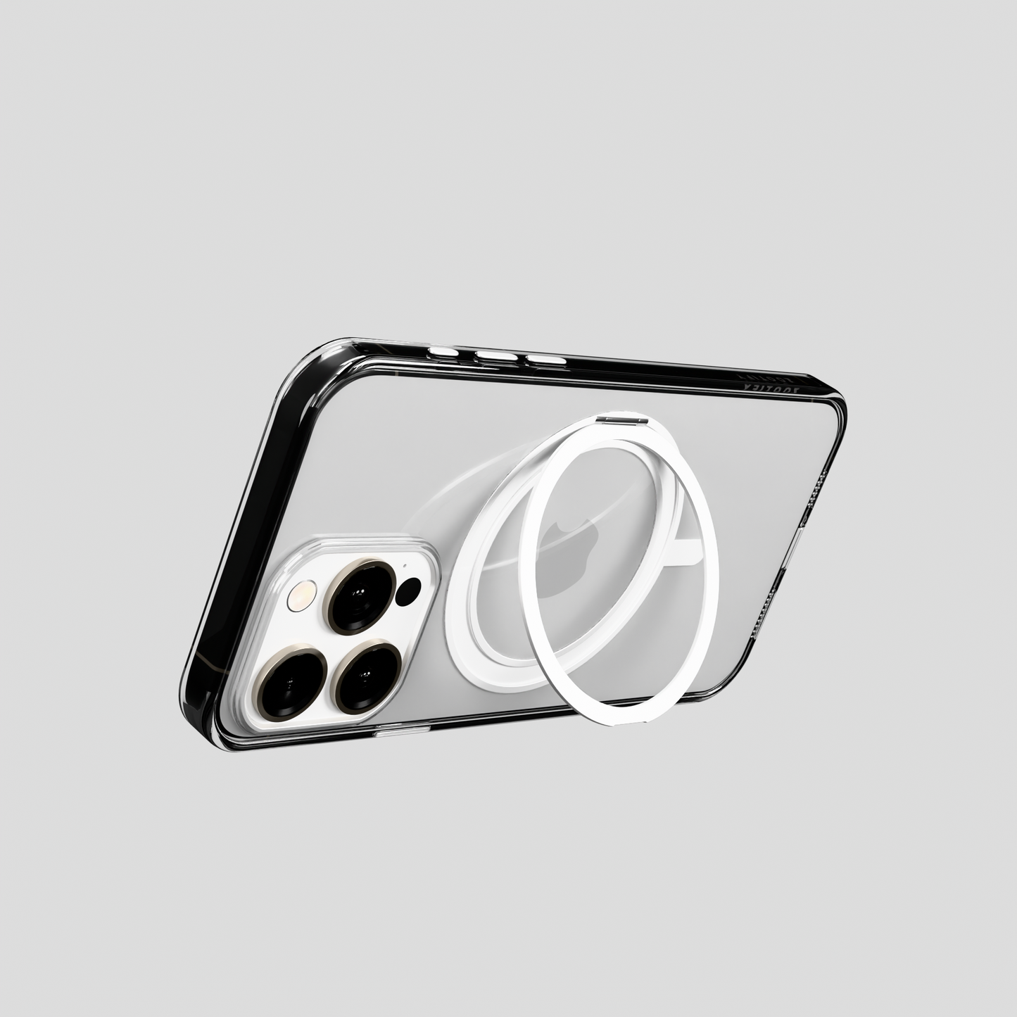 Orbit Grip – 360° Tactile O-Stand Clear transparent Case for iPhone 15 pro max