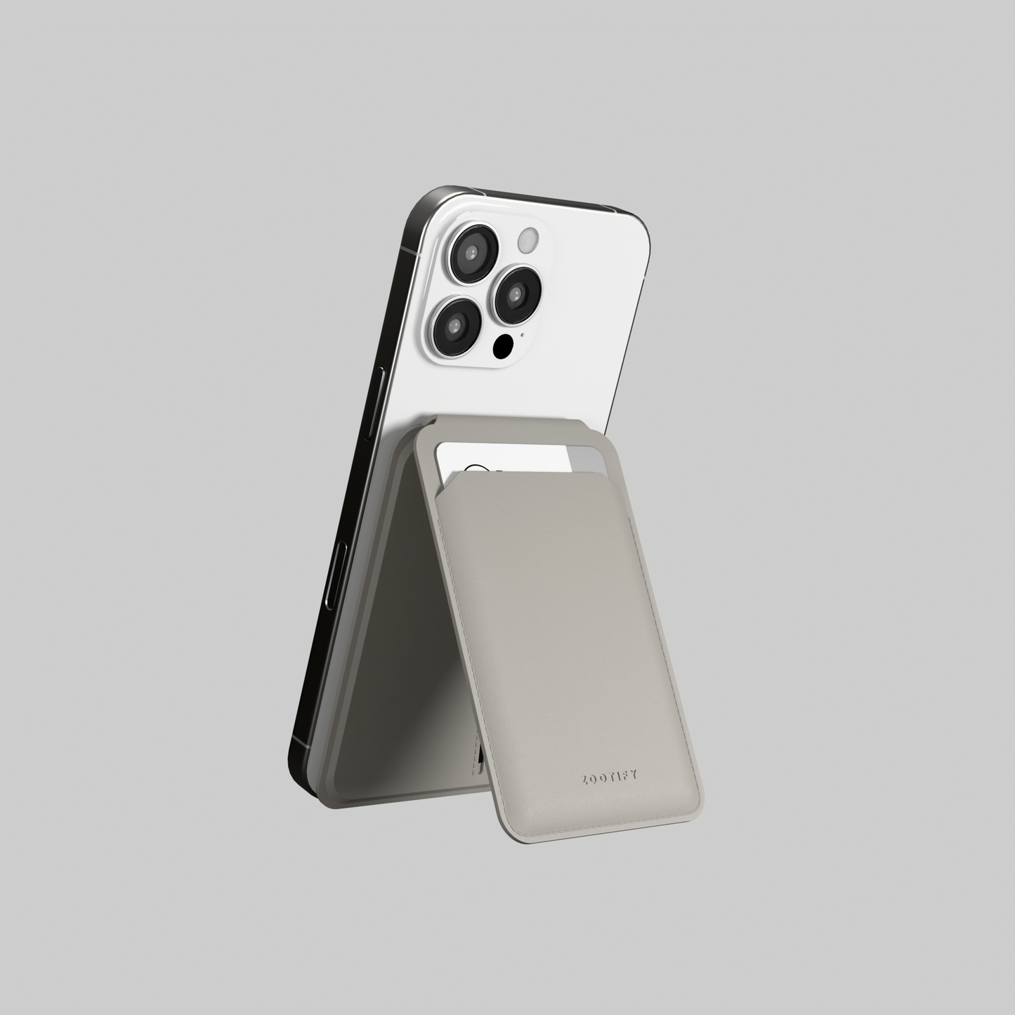 MagSafe Wallet – Grey Premium Leatherite Slim Card Holder with Stand