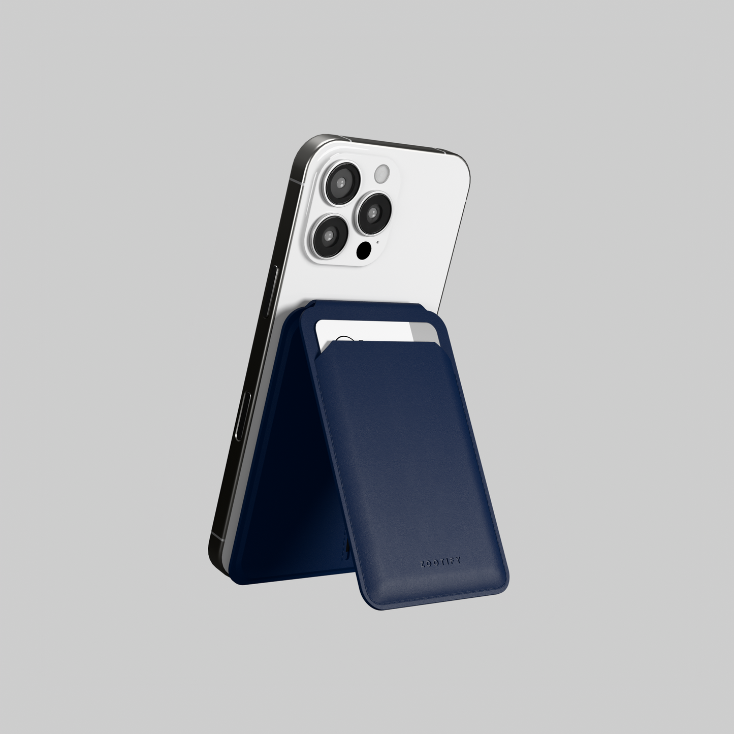 MagSafe Wallet – Navy Blue Premium Leatherite Slim Card Holder with Stand