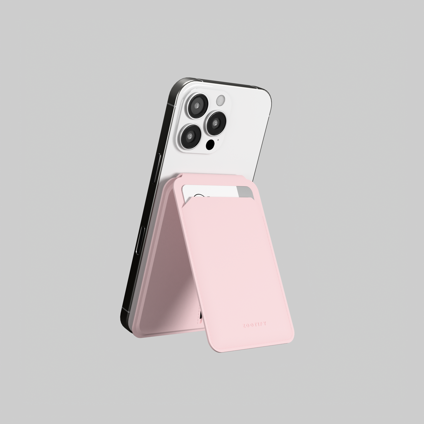 MagSafe Wallet – Pink Premium Leatherite Slim Card Holder with Stand