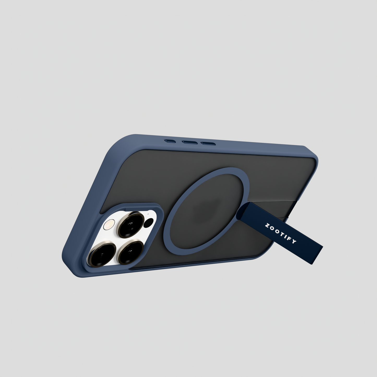 FroStand – Blue Matte MagSafe T-Stand Case for iPhone 15 pro max