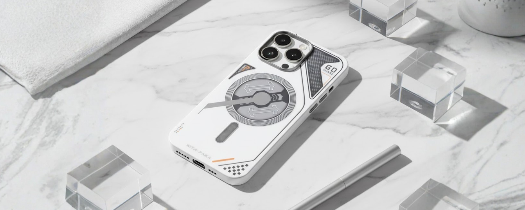VectorEdge – White Modern Aesthetics Magsafe case for iPhone 15 pro banner 3