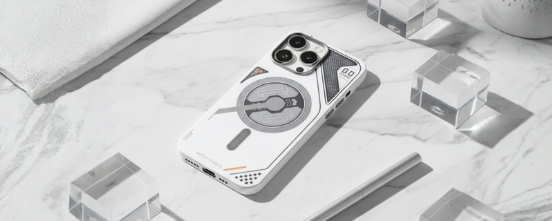 VectorEdge – White Modern Aesthetics Magsafe case for iPhone 15 pro mobile banner 3