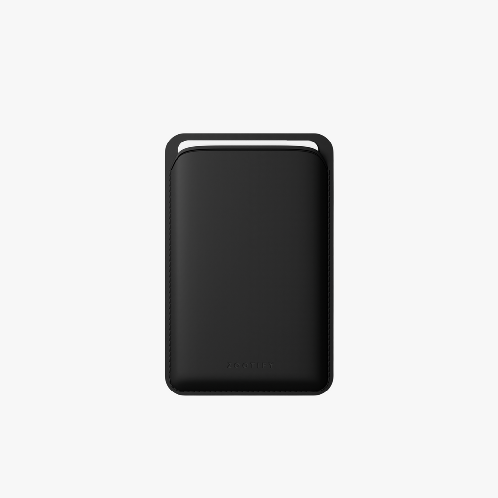 MagSafe Wallet – Black Premium Leatherite Slim Card Holder with Stand