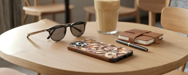 NeoWave – Brown Unique Double-layer Print Frosted MagSafe Phone Cover for iPhone 15 pro max mobile banner 3