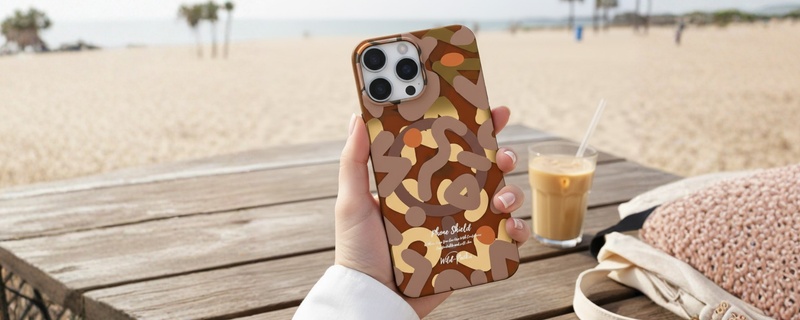 NeoWave – Brown Unique Double-layer Print Frosted MagSafe Phone Cover for iPhone 15 pro max mobile banner 2