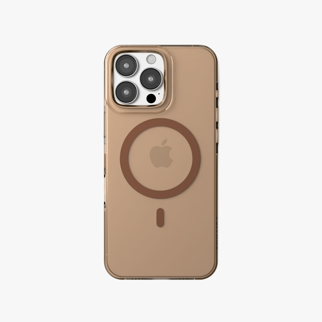 Crystal Flux – Brown Transparent Magnetic Case for iPhone 16 pro