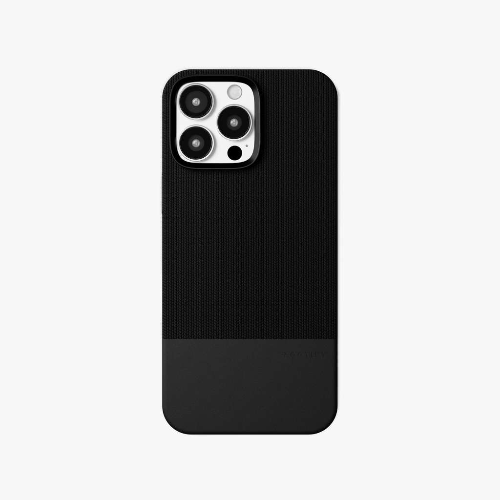 ForgeCraft – Black Vintage Leather Grip Case for iPhone 16 pro