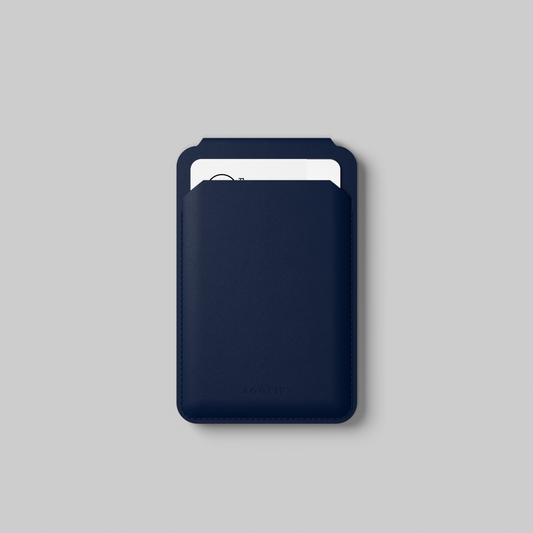 MagSafe Wallet – Navy Blue Premium Leatherite Slim Card Holder with Stand