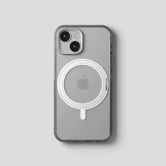 Orbit Grip – 360° Tactile O-Stand Clear transparent Case for iPhone 15