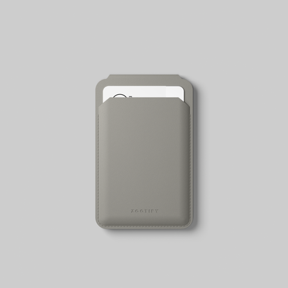 MagSafe Wallet – Grey Premium Leatherite Slim Card Holder with Stand