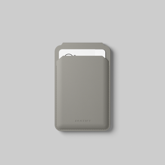 MagSafe Wallet – Grey Premium Leatherite Slim Card Holder with Stand