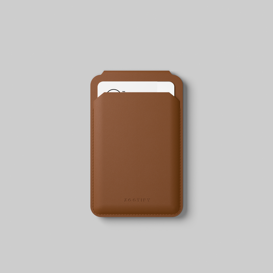 MagSafe Wallet – Brown Premium Leatherite Slim Card Holder with Stand