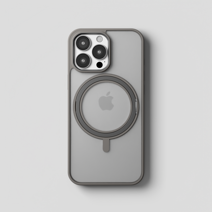Orbit Grip –  Grey 360° Tactile O-Stand Clear transparent Case for iPhone 16 pro