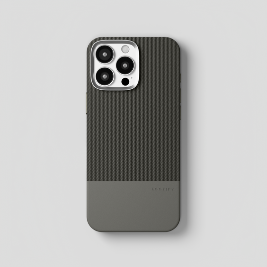 ForgeCraft – Titanium Gray Vintage Leather Grip Case for iPhone 16 pro