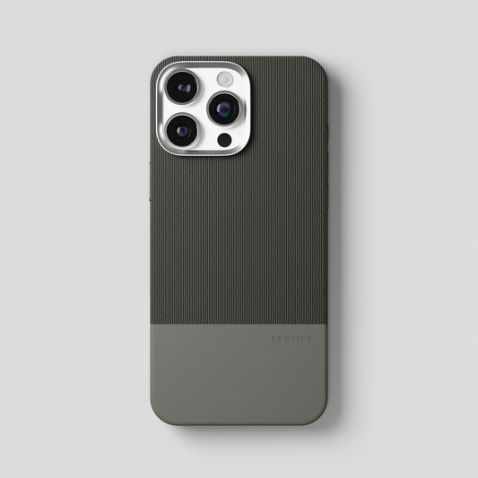 ForgeCraft – Titanium Grey Vintage Leather Grip Case for iPhone 16 pro max