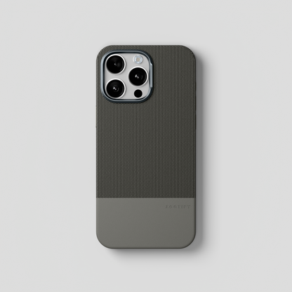 ForgeCraft – Titanium Gray Vintage Leather Grip Case for iPhone 15 pro