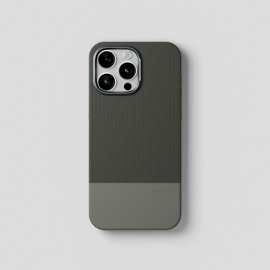 ForgeCraft – Titanium Gray Vintage Leather Grip Case for iPhone 15 pro