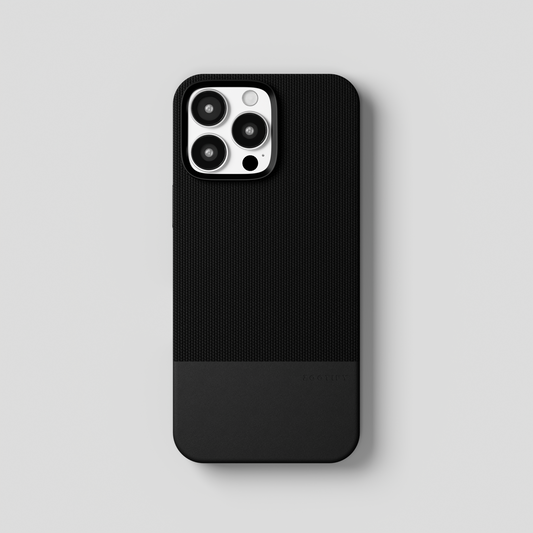 ForgeCraft – Black Vintage Leather Grip Case for iPhone 16 pro