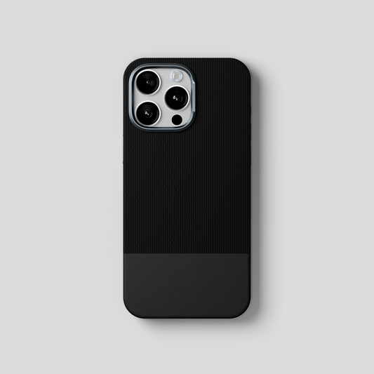 ForgeCraft – Black Vintage Leather Grip Case for iPhone 15 pro