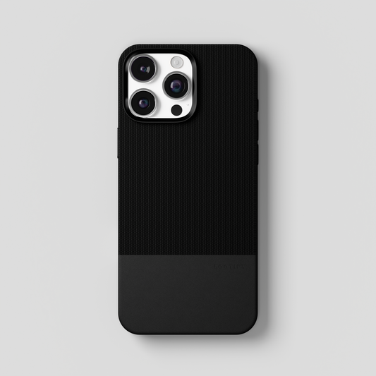 ForgeCraft – Black Vintage Leather Grip Case for iPhone 16 pro max