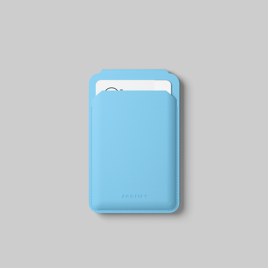 MagSafe Wallet –  Sky Blue Premium Leatherite Slim Card Holder with Stand