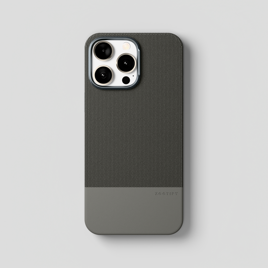 ForgeCraft – Titanium Gray Vintage Leather Grip Case for iPhone 15 pro max
