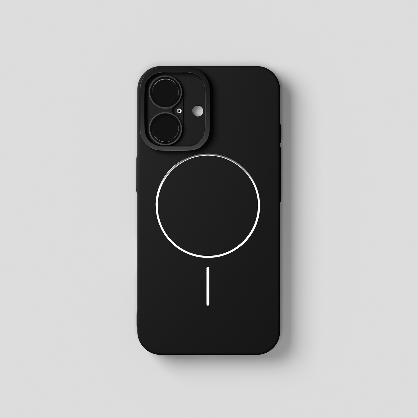 CamSafe –  Black Minimal phone case with Kickstand & LensGuard for iPhone 16