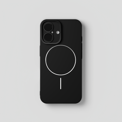 CamSafe –  Black Minimal phone case with Kickstand & LensGuard for iPhone 16