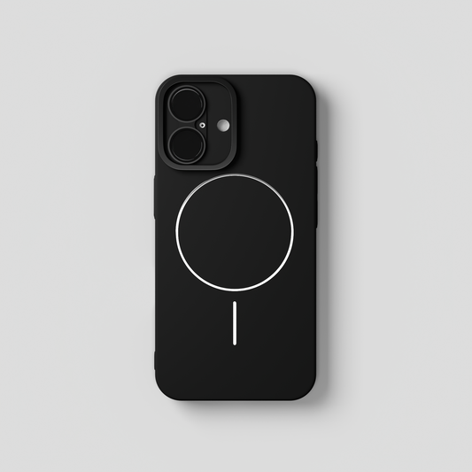 CamSafe –  Black Minimal phone case with Kickstand & LensGuard for iPhone 16