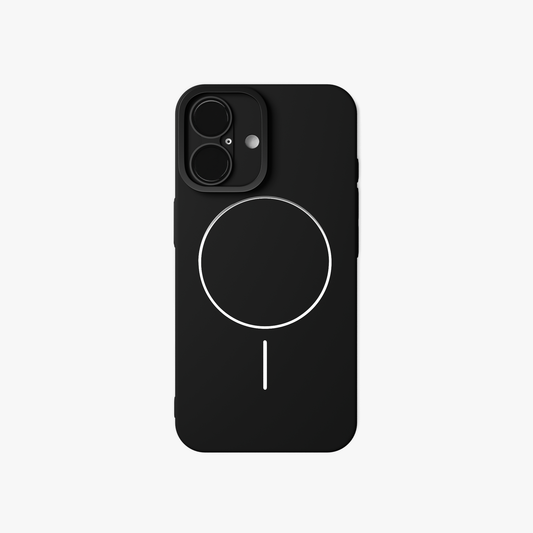 CamSafe –  Black Minimal phone case with Kickstand & LensGuard for iPhone 16