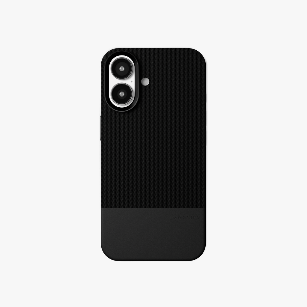 ForgeCraft – Black Vintage Leather Grip Case for iPhone 16