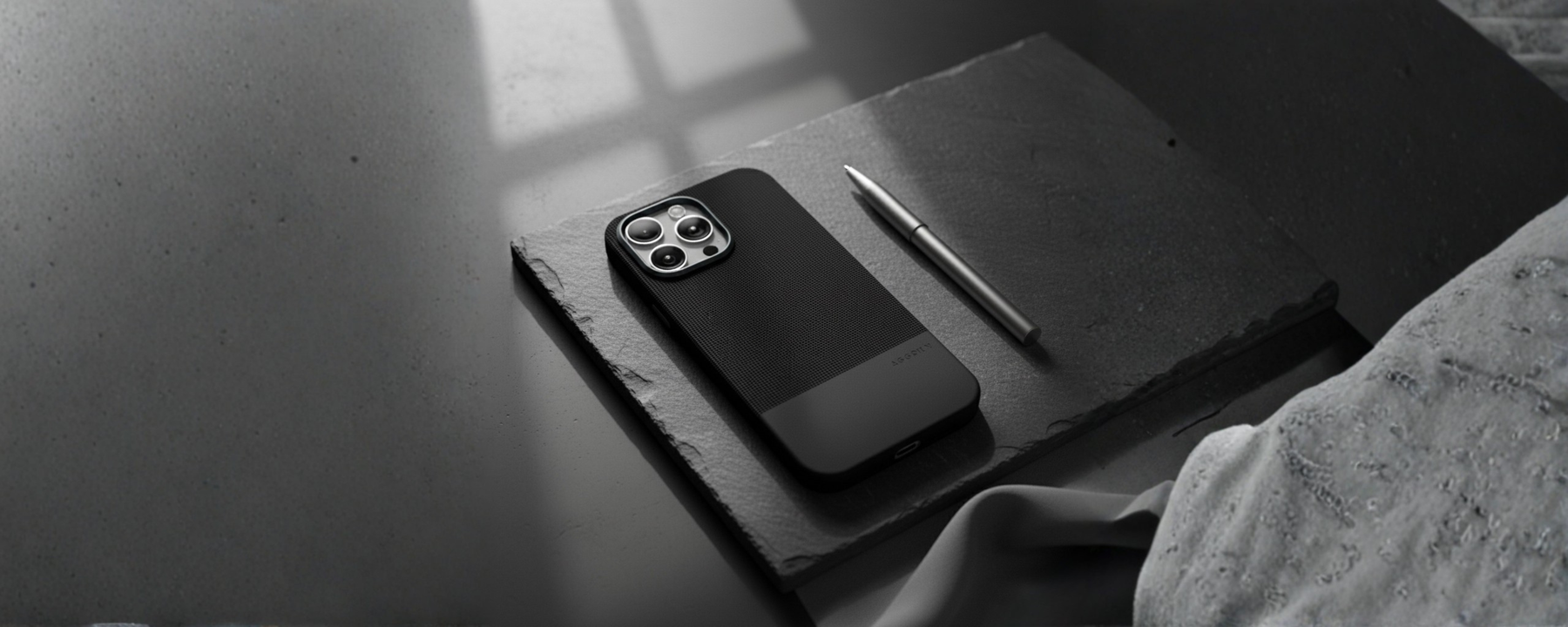 ForgeCraft – Black Vintage Leather Grip Case for iPhone 16 pro max banner 1