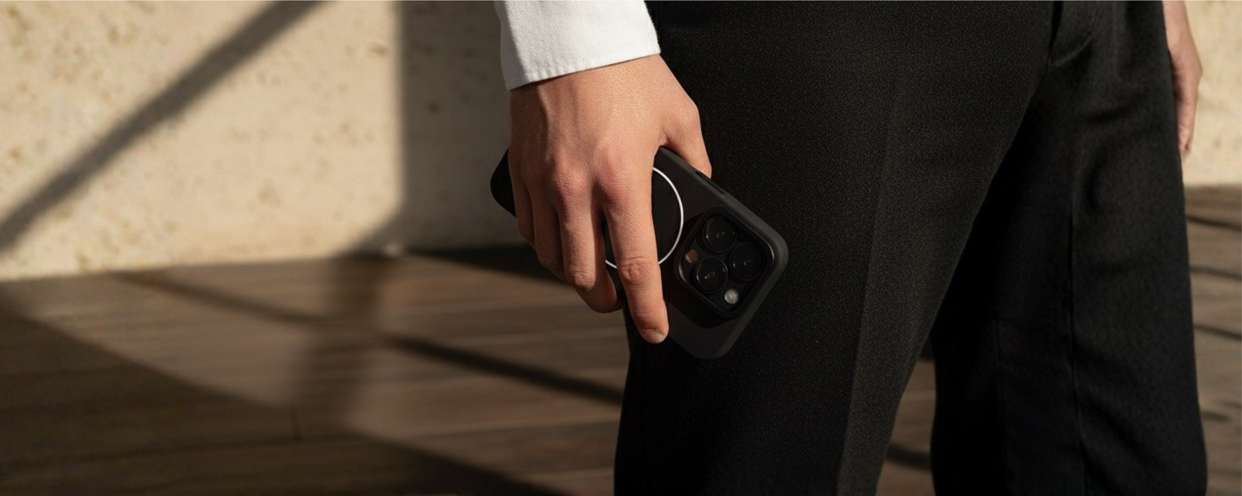 CamSafe – Black Minimal phone case with Kickstand & LensGuard for iPhone 16 pro banner 3