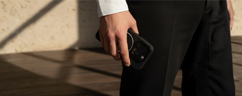 CamSafe – Black Minimal phone case with Kickstand & LensGuard for iPhone 16 pro mobile banner 3